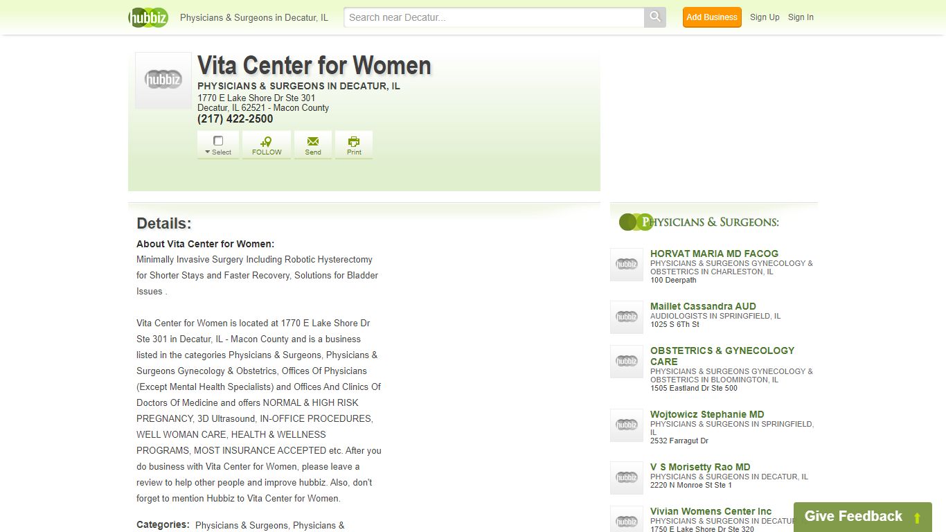 Vita Center for Women, Doctor, 1770 E Lake Shore Dr Ste 301